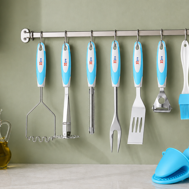 Stainless Steel Vegetable Masher Set (7-Pack) With a Gift of Mini Gloves
